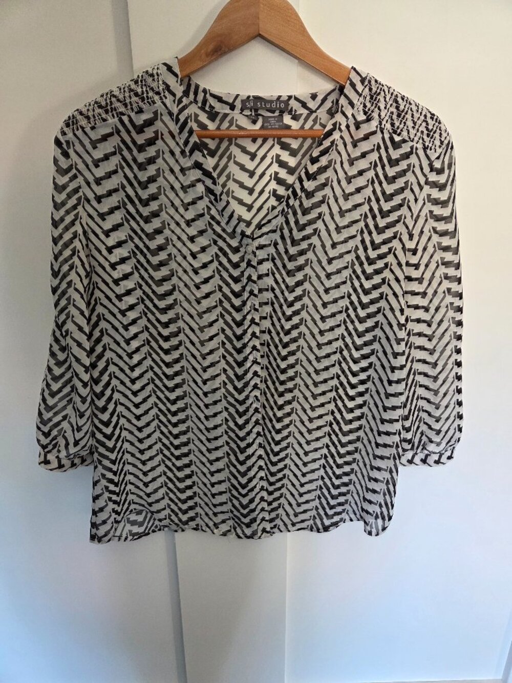 Chevron patterned sheer blouse